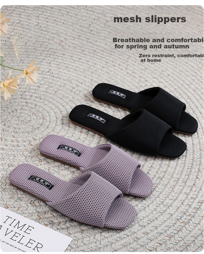 Hengyuanxiang Breathable Mesh Sandals for Couples with Cowhide Soles, Non-Slip Open-Toe Home Slippers for Men And Women, Summer, White, Size 40-41 3