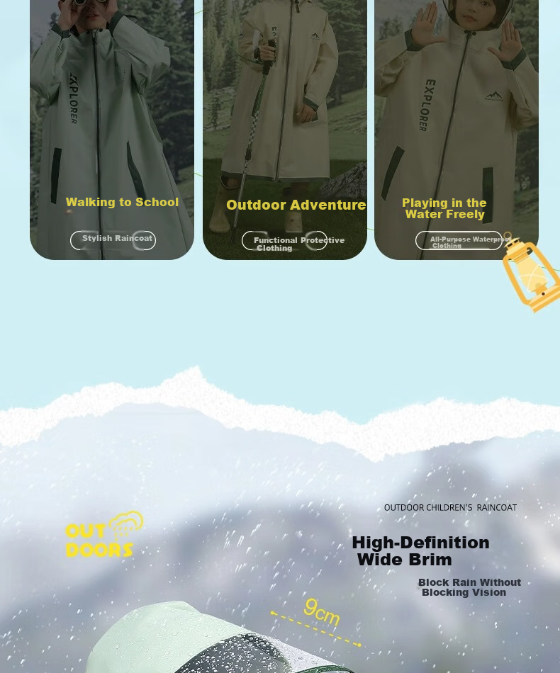 Beimei Children's Raincoat, for Elementary School Students' Daily Use, Long Full-Body Design for Boys And Girls, with Backpack Space, Heavy-Duty Rain Poncho 4