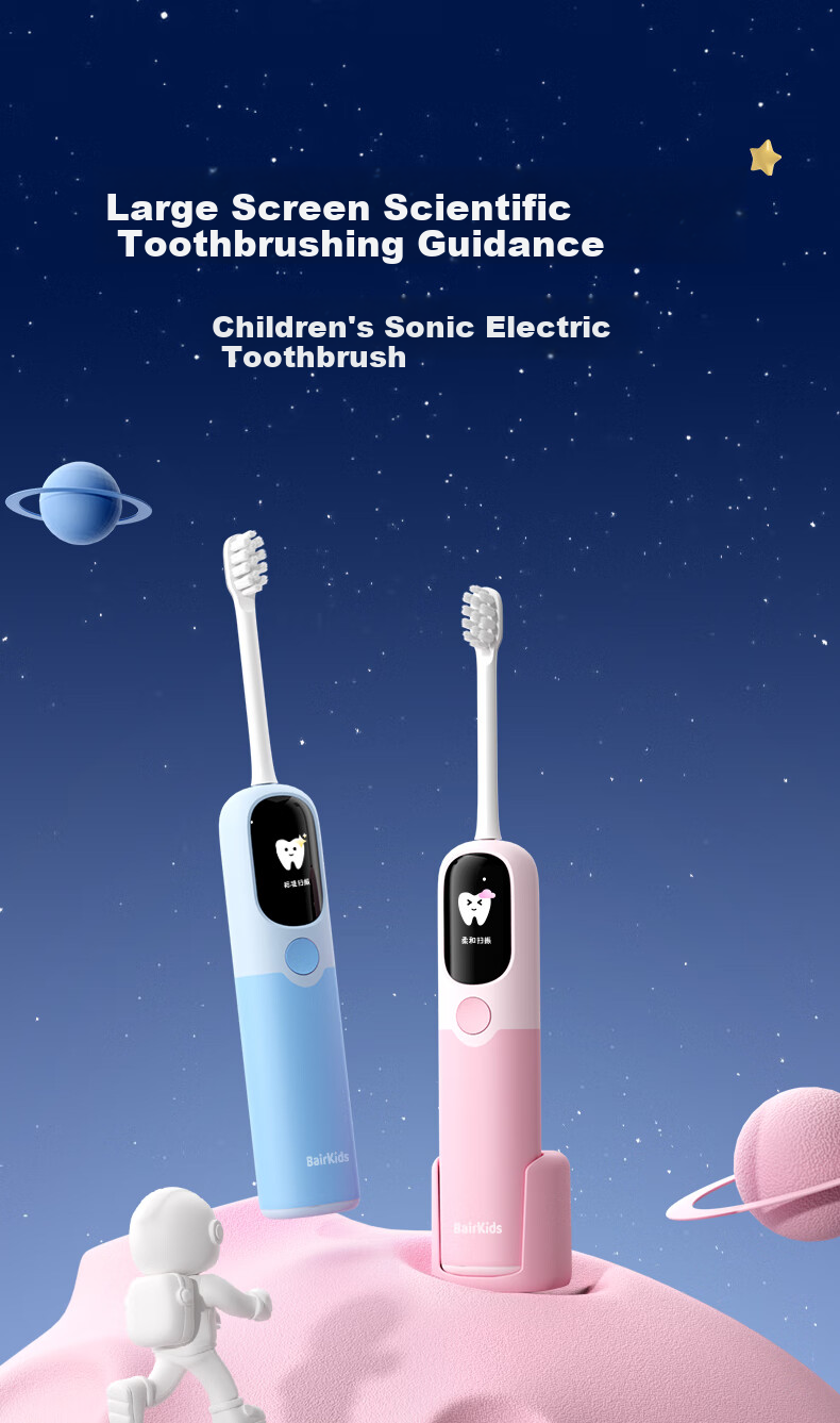 BAIR Children's Electric Toothbrush with Smart Reminder, Vibration, Full Body Scanning, for Students, Boys, Kids, Soft Bristles, Gum Protection, Sensor Charging, Ages 3-6 Gift for Children K6 1