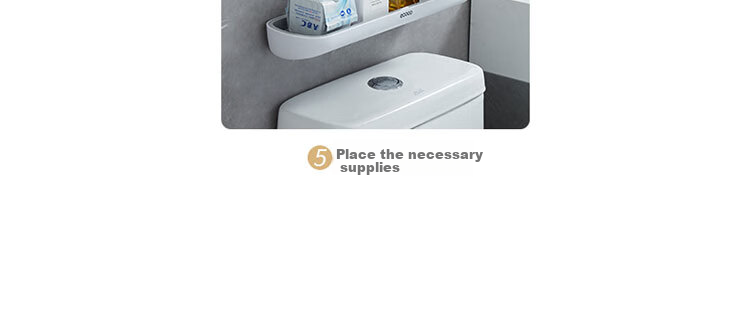 Ecoco Bathroom Storage Rack, Wall-Mounted Toilet Organizer without Drilling, Washroom Shelf E1923 Gray 15