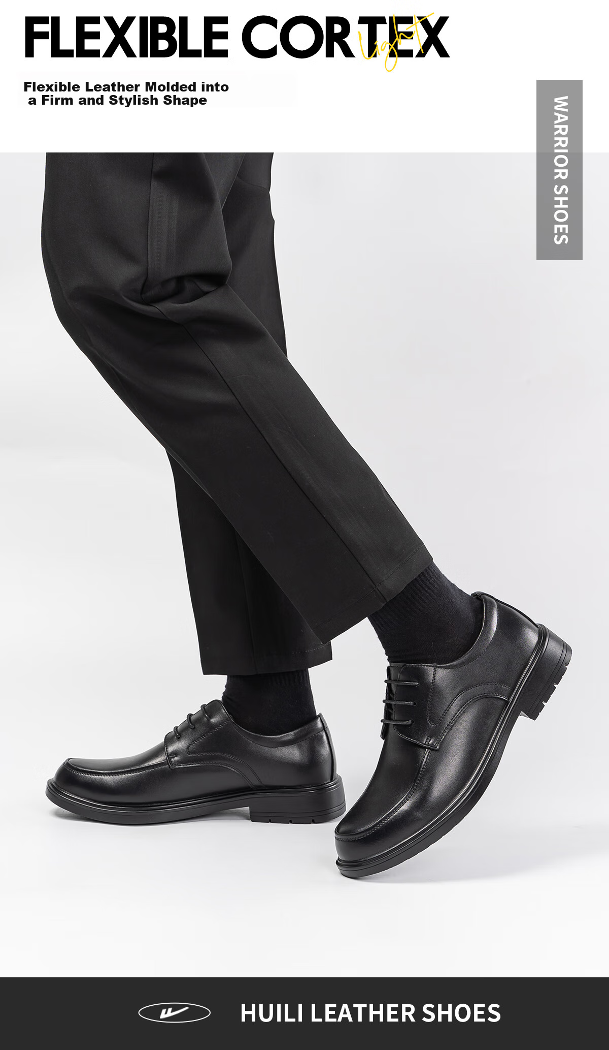 Huili Leather Shoes for Men, Business Casual Derby Shoes, Wedding Groom Interview Formal Shoes, 1124 Black, Size 41 2
