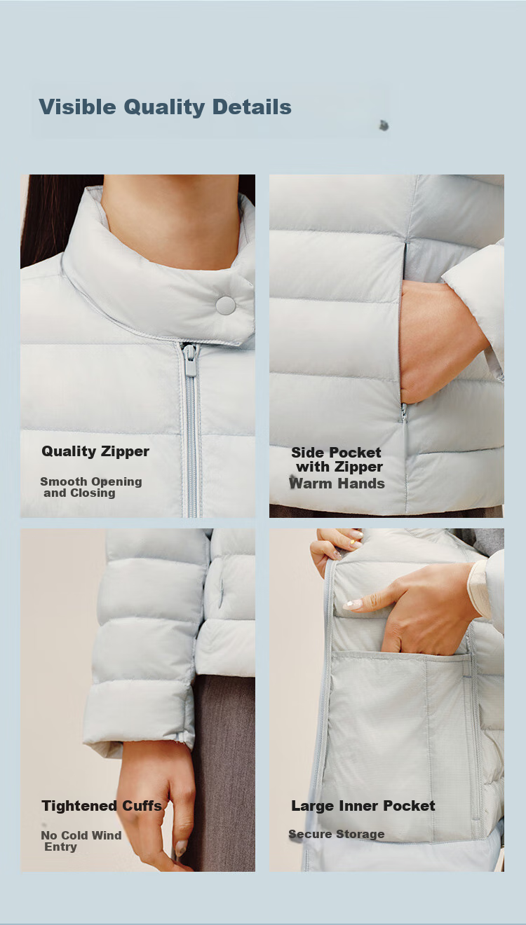 JD Jingzao Women's Lightweight Down Jacket Fashion Versatile Winter 2025 Thick Warm Coat Soft Mist Gray XL 13