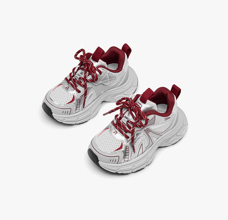 Red Dragonfly Girls' Shoes Spring Summer Children's Single Shoes Sports Casual Big Kids Soft Sole Dad Shoes Q53BD048 Gray Silver Size 34 8