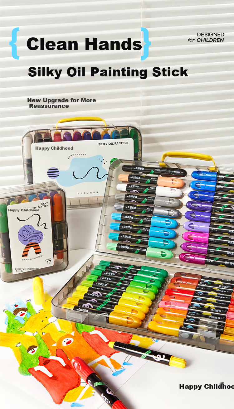 Meiletongnian Smooth Oil Pastel Set, 36 Colors, Children's Water-Soluble Crayons, Non-Staining, Non-Toxic, Washable, for Elementary School Students, Art Drawing Sticks, Colorful Sticks, Art Education Tools 1