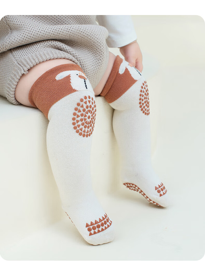Growth Baby Long Tube Socks for Small Infants Spring and Autumn Pure Cotton Class A Non-Slip Floor Socks Infant Knee Pads Crawling and Walking Baby 2