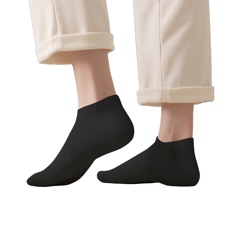 Baicaoyuan Disposable Socks for Men and Women, Thin Short Ankle Socks, Travel Wash-Free No-Show Socks, Black, 20 Pairs