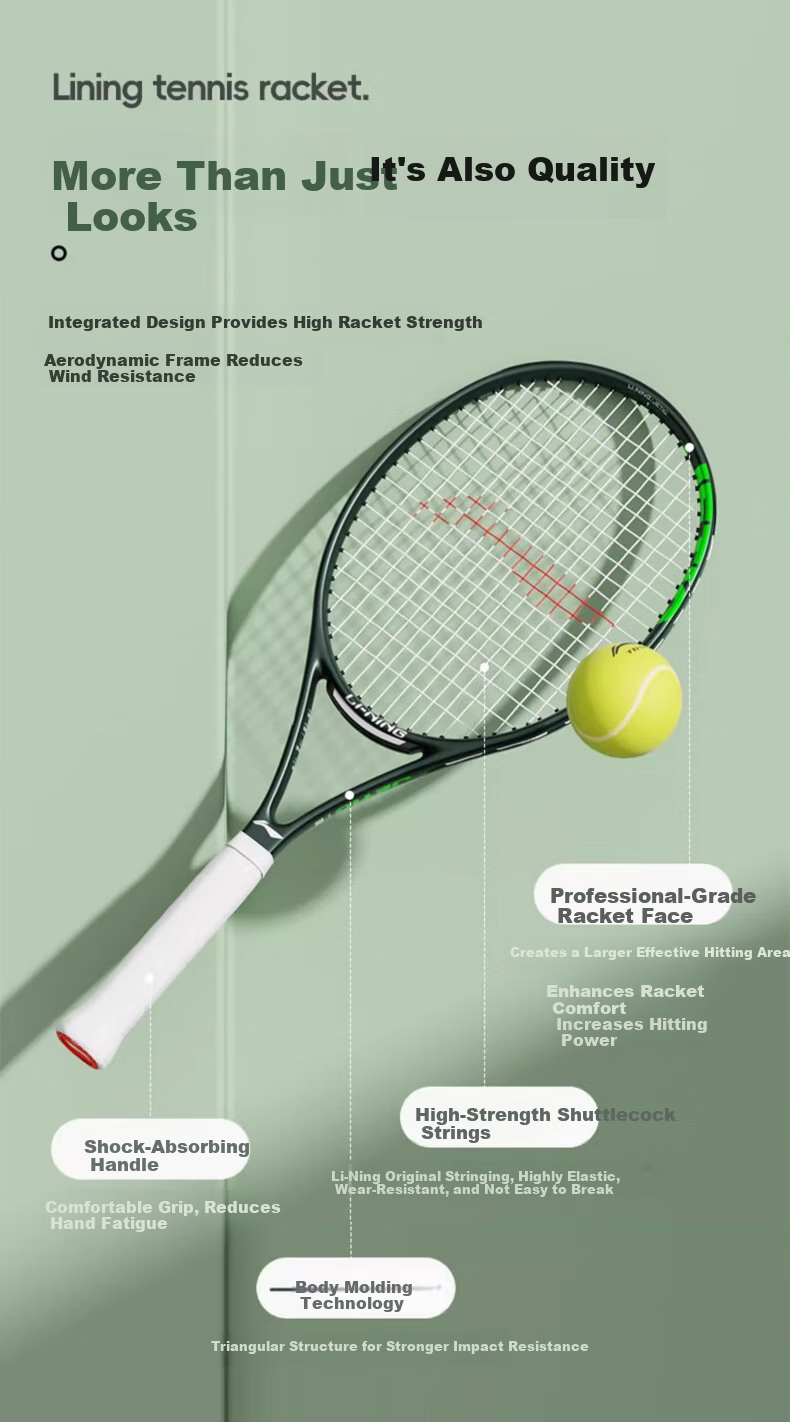 Li-Ning Tennis Racket JETIC 100 CLS Carbon Composite Ultra-Light Beginner Entry-Level Racket AWPV011 Deep Dark Gree 3
