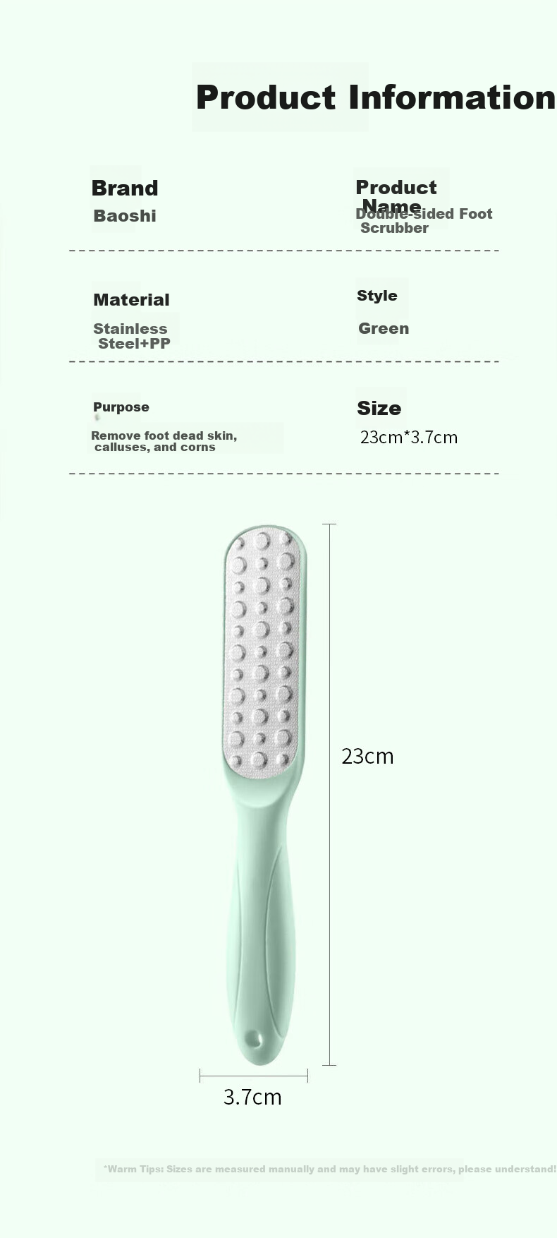 Baoshi Foot Scrubber, Pumice Stone for Removing Dead Skin And Calluses, Double-Sided Heel Scraper for Thick Skin, Portable 11