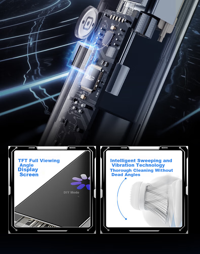 BAIR Space Capsule Sterilization Edition Large Screen Visible Smart Vibration-Integrated Sonic Electric Toothbrush for Adults, Rechargeable Soft Bristles I6 13