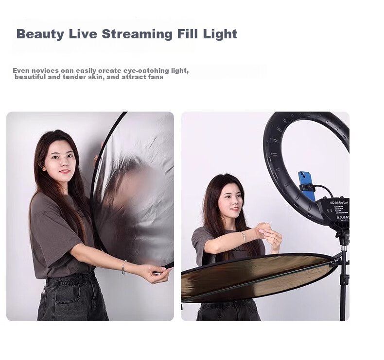 Dipuer 60CM Two-In Reflector, Portable Fill Light for Live Streaming And Photography, Foldable Fill Light Reflector, Portable Outdoor Photography Softbox, Gold Silver Black White Light Reflector, Photography Accessory 3