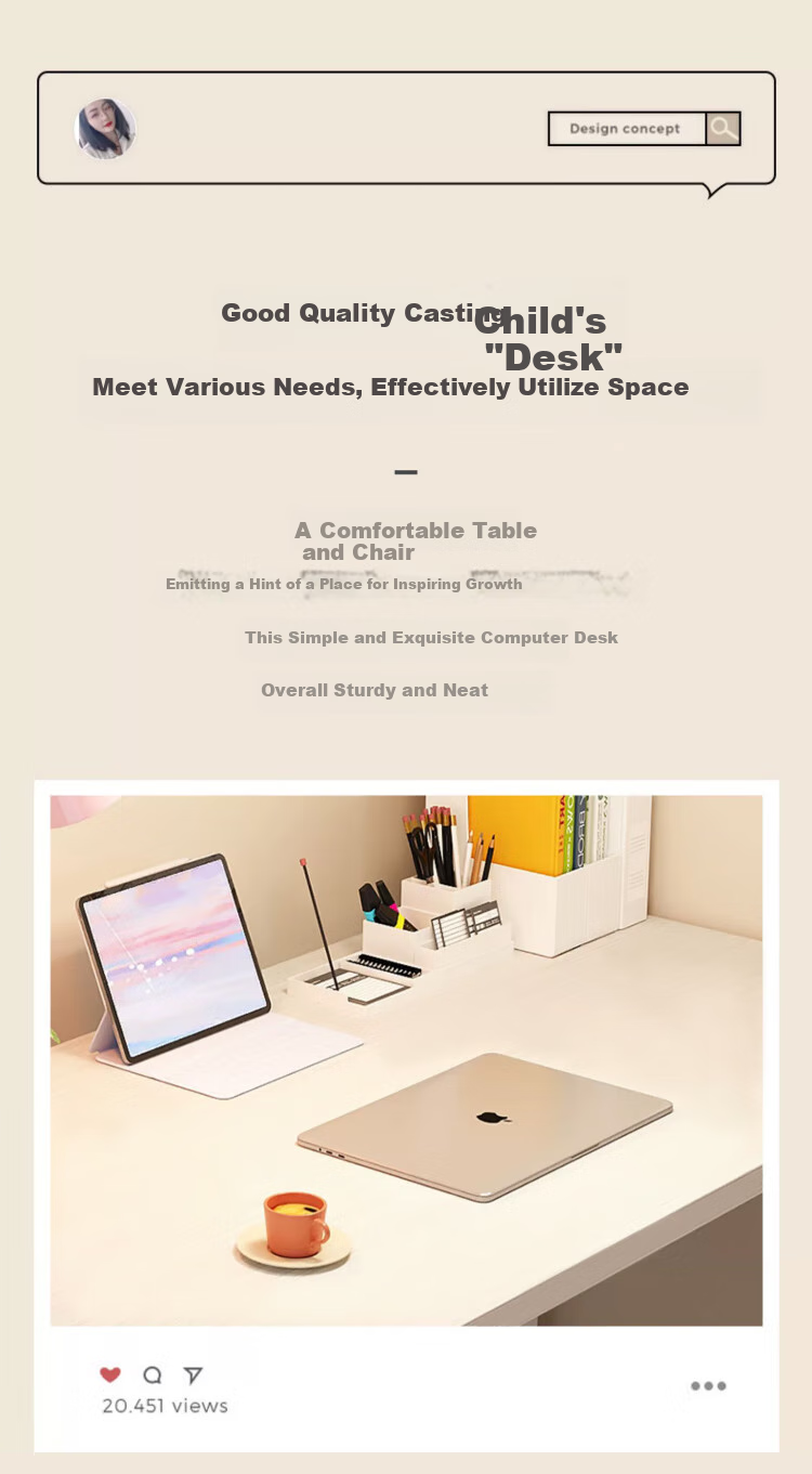 Jingcai Computer Desk, Desktop Study Table, Dining Table, Office Desk, Long Table, Conference Table JDZ01 White 1 Meter 2
