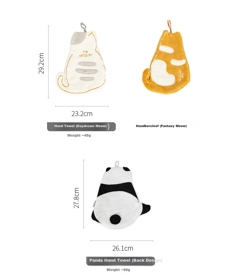 Fanyejia Cat Hand Towel, Hanging Absorbent Cartoon Cute Kitchen Bathroom Home Multi-Purpose Handkerchief Small Towel Quick-Drying 11