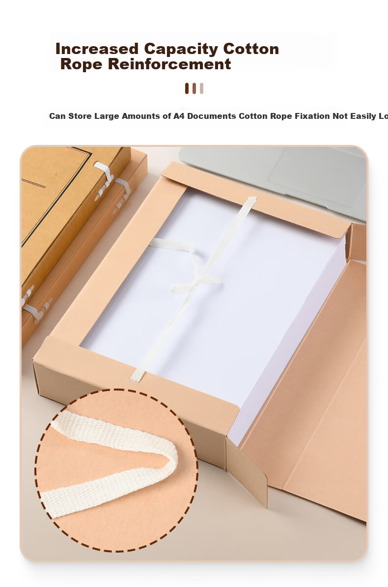 Yuzijian A4 New Standard, New Version Acid-Free Kraft Paper Document File Box 8cm, Pack of 10, Customized File Box/document Box 3406 6