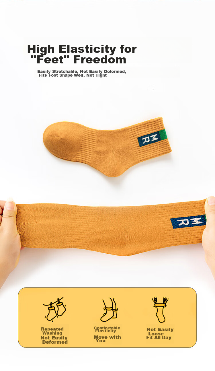 MiiOW Children's Socks, Boys' Cotton Mid-Calf Socks, Boys' Baby Letter Sports Trendy Socks, Mixed Colors, Size L 5