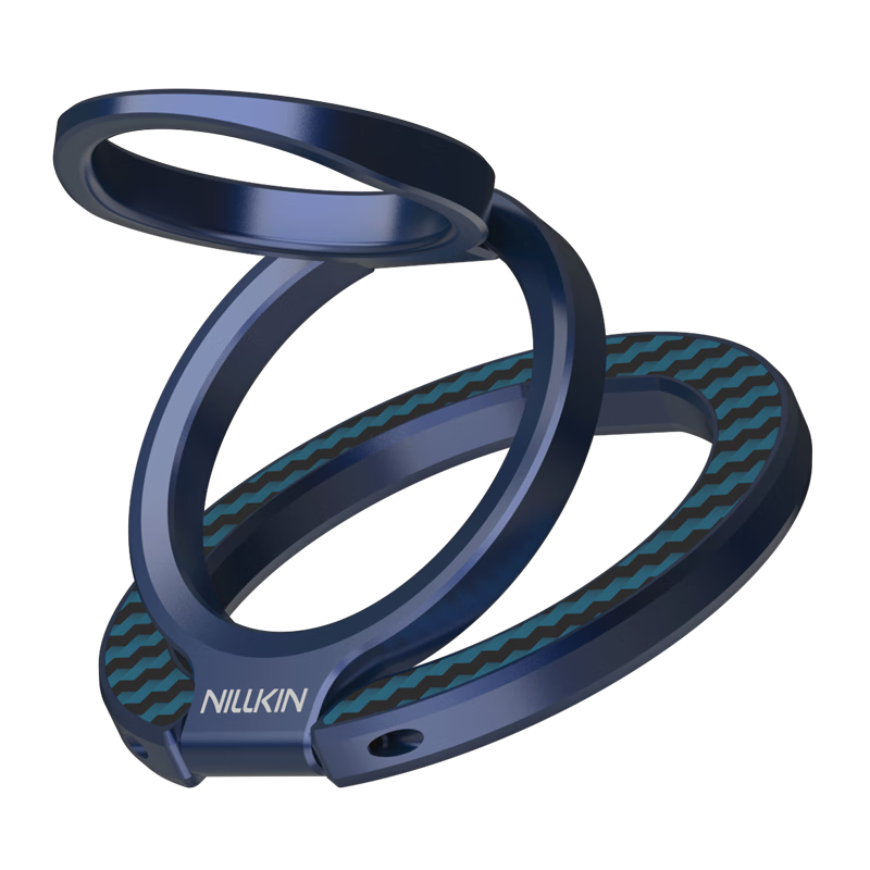 NILLKIN Magnetic Phone Holder Ring Kevlar Double-Sided Magnetic iPhone 17 Stand MagSafe Aluminum Alloy 360° Rotatable Desktop Lazy Ring for Apple Xiaomi Fiber Magnetic Blue
