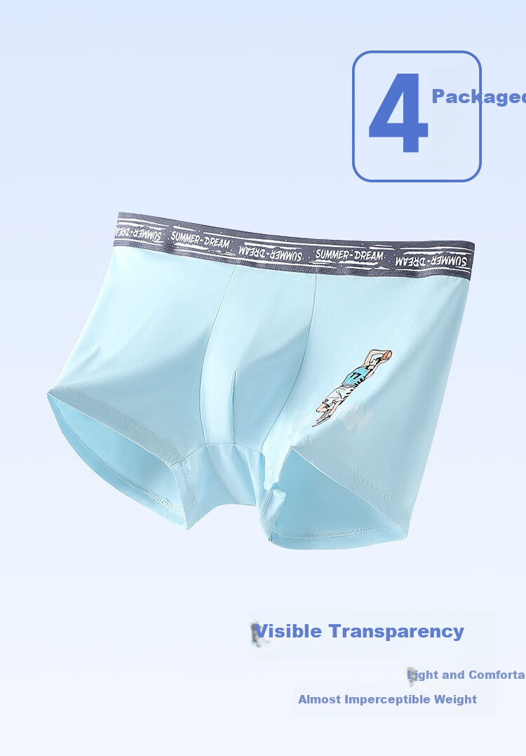 Bingxuemumian Teenage Boys' Underwear, Ice Silk, for Ages 12-16, Boxer Briefs, Summer Wear, Antibacterial Shorts for Older Childre 4