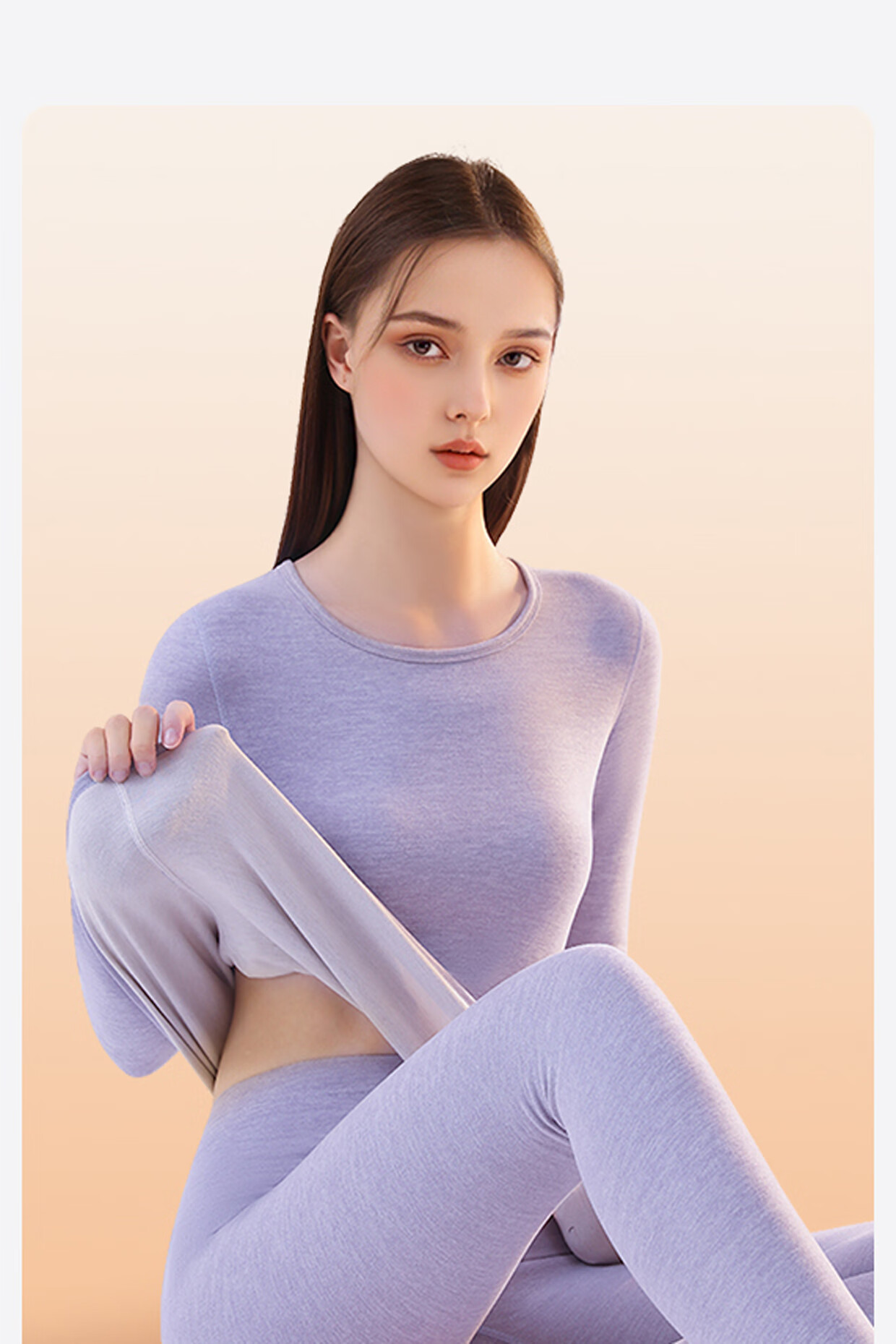 Urban Beauty Women's Thermal Underwear Set Autumn Long Johns Winter Cashmere Silk Cold-Resistant Derong Heating Crew Neck Seam-Locked Set 6