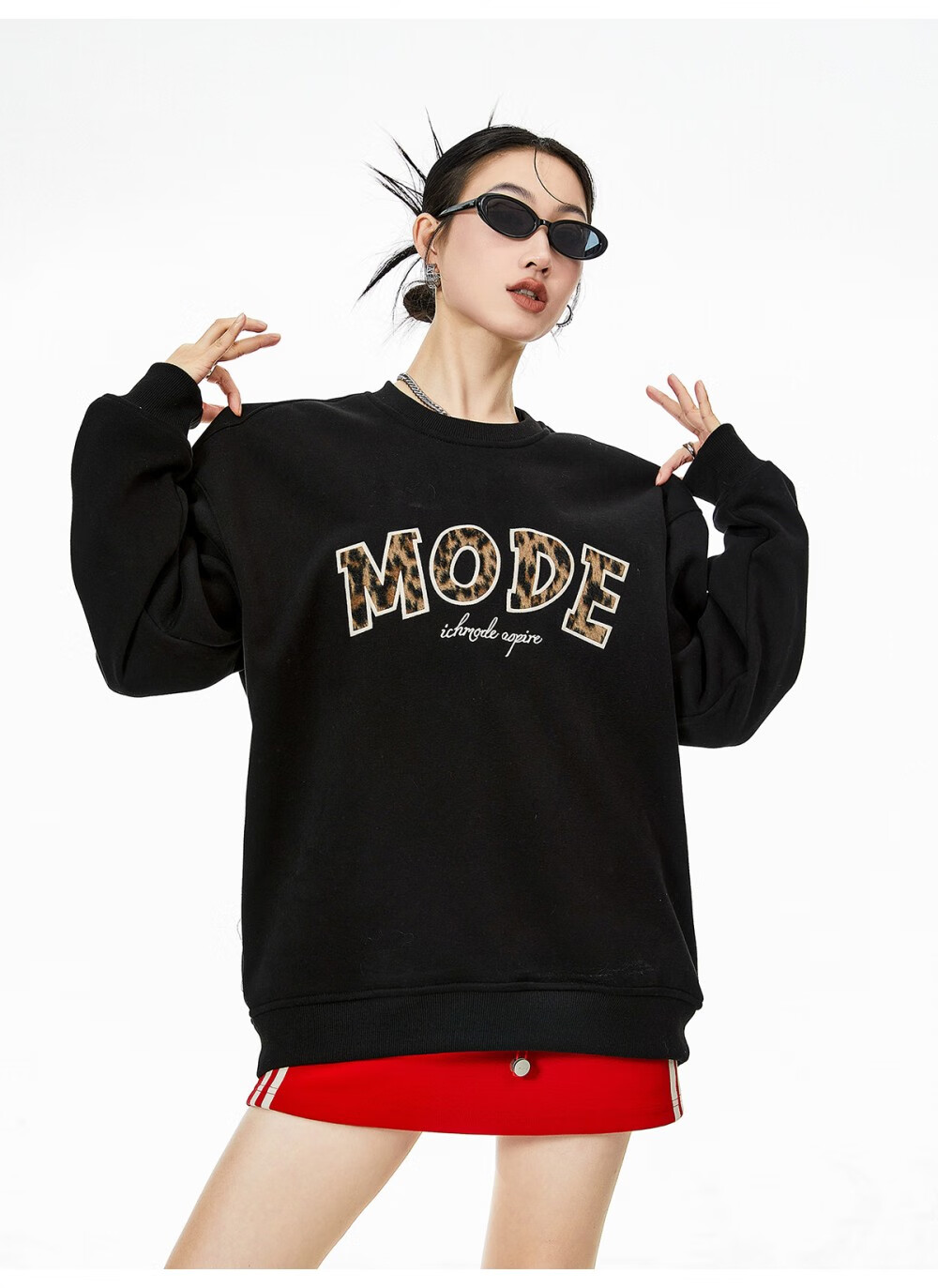 ICH MODE American Style Gray Crewneck Sweatshirt Women 2026 Spring New Loose Casual Jacket Top Light Gray S 27