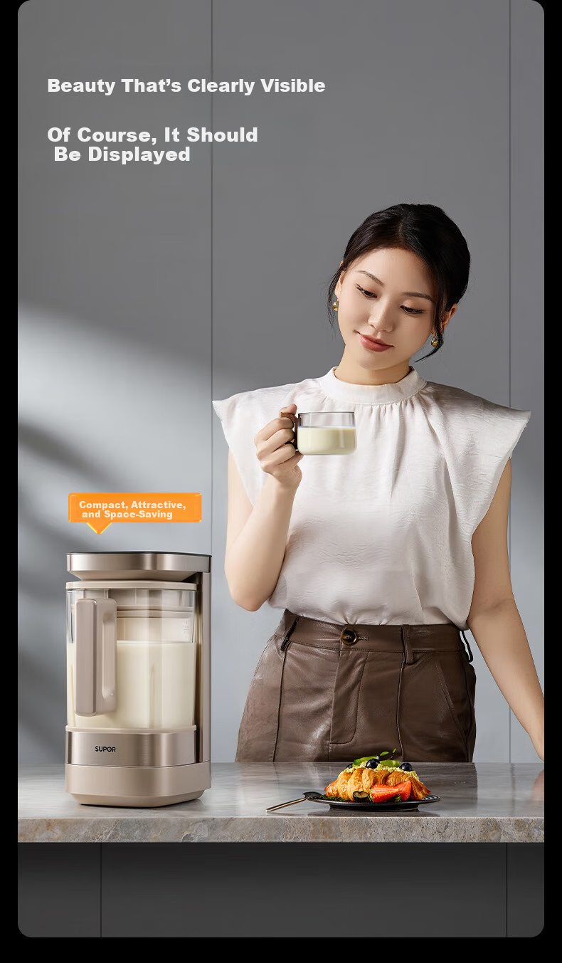 SUPOR New Model 0 Coating Small Cube Silent Blender Flagship Edition, Home Automatic Multifunctional Baby Food Processor, 1.75L Variable Frequency Quiet Juicer Soy Milk Maker SP925R 12