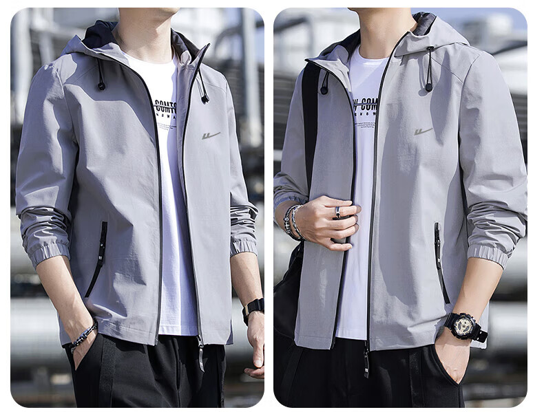 Warrior Men's Hooded Windproof Jacket Autumn Fashion Casual Men's Outerwear Versatile Fall Coat 8