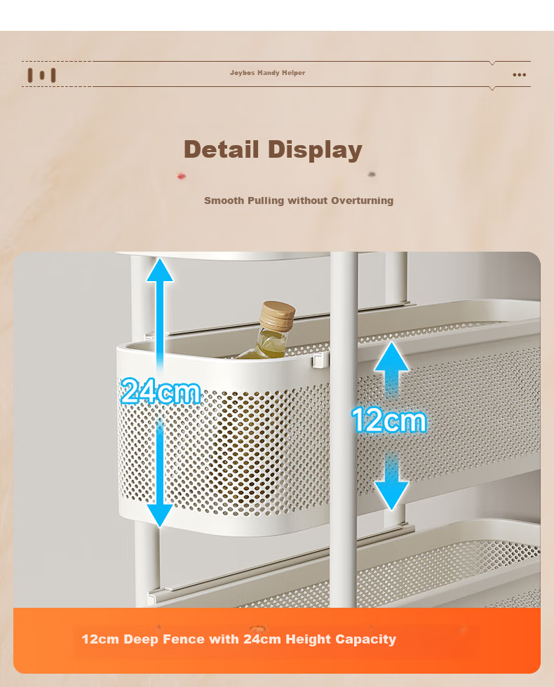 Jiabangshou Kitchen Gap Storage Rack, Refrigerator Side Pull-Out Cabinet, Bathroom Small Cart, Ultra-Narrow Sliding Basket, 17+3 6