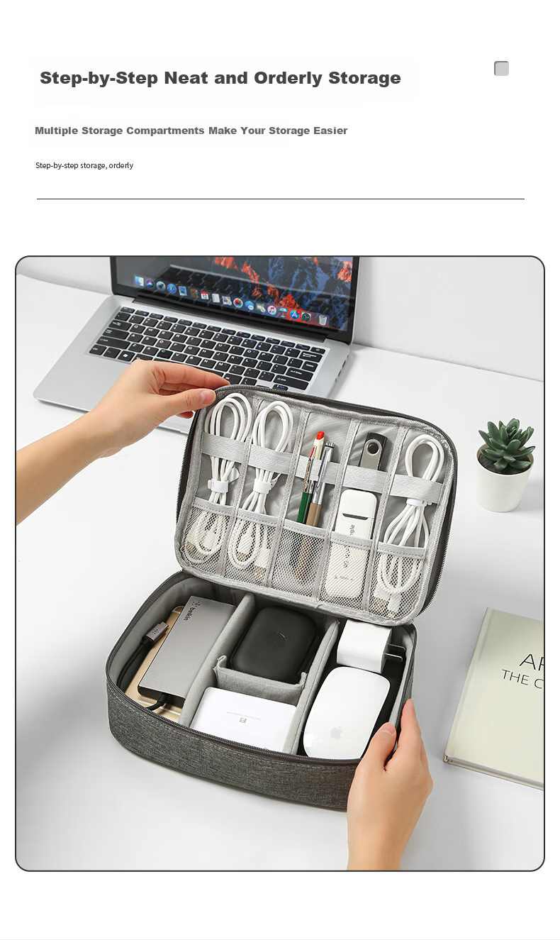 Youjialiangpin Data Cable Storage Pouch, Portable for Travel, Oxford Fabric, Double-Layer Design, Dust-Proof And Waterproof 6
