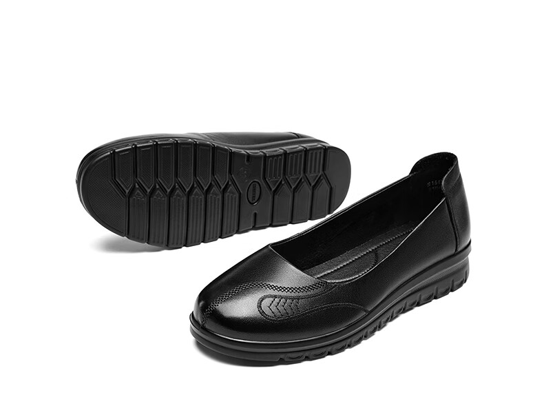 Eierkang Middle-aged and Elderly Women's Soft Sole Leather Shoes 16882W Off-white Size 39 42