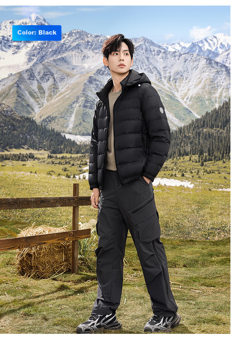 SNOWFLYING 90% Down Lightweight down Jacket for Men with Detachable Hood, Autumn And Winter Fashion Casual Short Warm Coat 170 8
