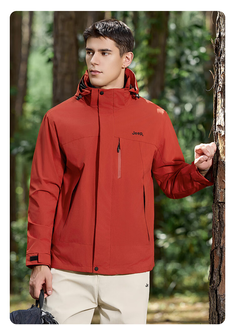 JEEP Men's 3-in-1 Fleece Two-Piece Warm Waterproof Jacket Advanced Black (Fleece) 3XL 28
