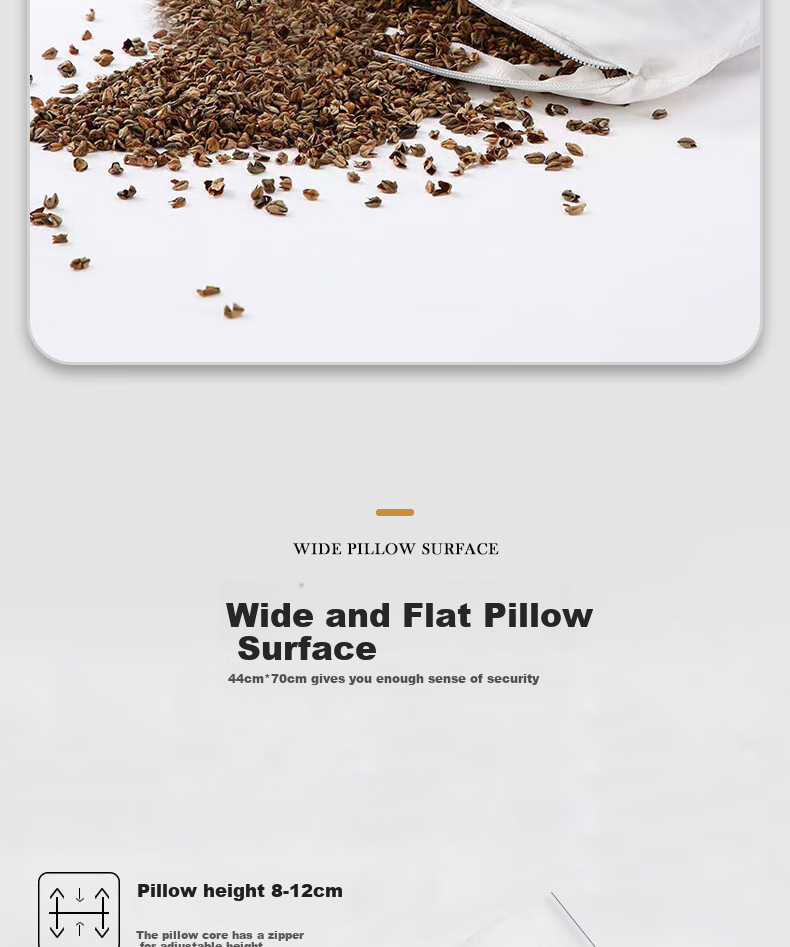 Yuanshenghuo Four Seasons Herbal Buckwheat Pillow, 100% Sweet Buckwheat Hull Pillow Core, Neck Protection, Removable And Washable, Single Pack 12