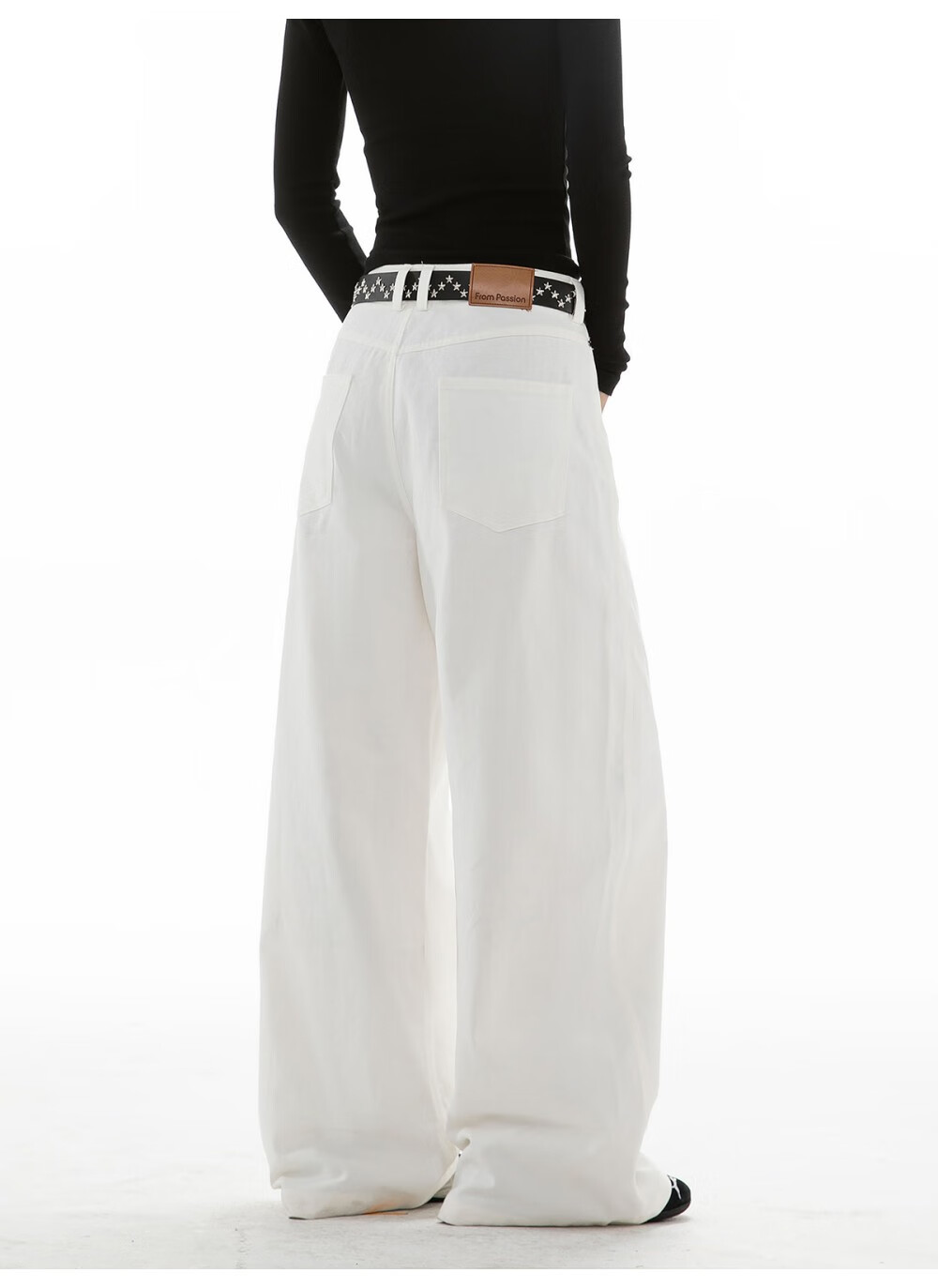 ICH MODE Women's American Vintage Casual Wide-Leg Straight Loose Sports Pants Black M 21