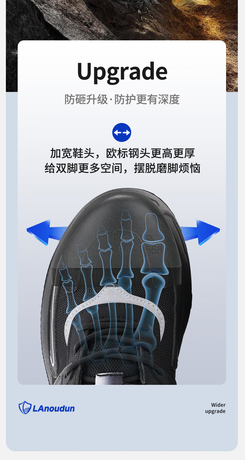 BlueOwl Shield Men's Summer Breathable Ultra-Light Anti-Smash Steel Toe Anti-Puncture Soft Sole Comfortable Work Shoes DL213BN 39 7