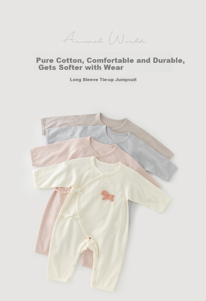 Guaiqixiong Newborn 0-3 Months Clothes, Spring And Autumn Baby Outfit, Long Sleeve Tie-Up Bodysuit, Full Moon And Hundred Days Celebration Baby Clothes 5