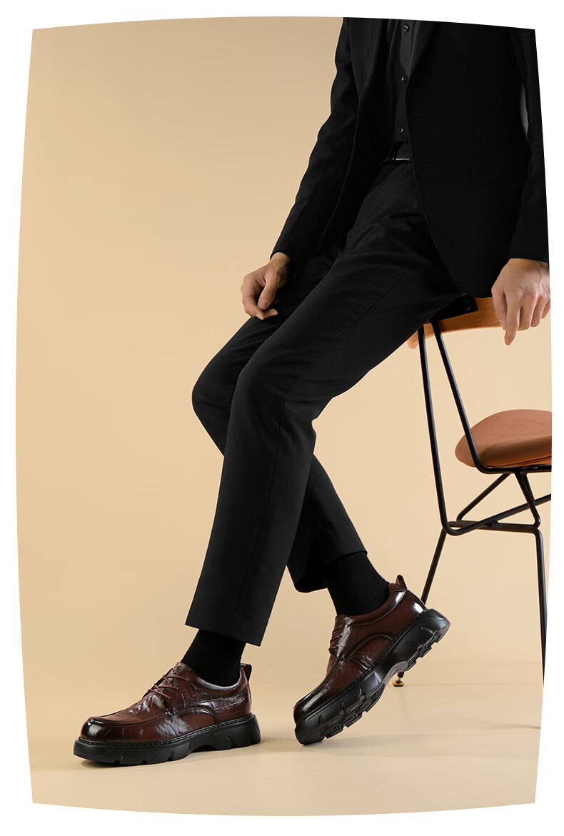 HLA Men's British Style Thick Sole Height Increasing Business Casual Derby Shoes HAAPXM3EBI302 Black Size 39 2