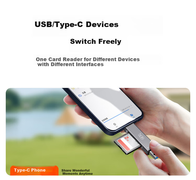 Chuanyu USB 3.2 Apple/Type-C Card Reader TF/SD Dual Card Compatible with Computer Tablet Phone DJI Drone Apple 17/16 Sports Camera 5