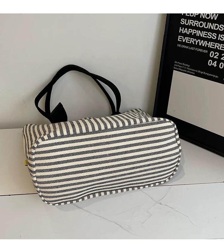 Kelorock Striped Large Capacity Canvas Bag for Women 2025 New Fashion Handheld Shoulder Shopping Tote Casual Commuter Bag 4