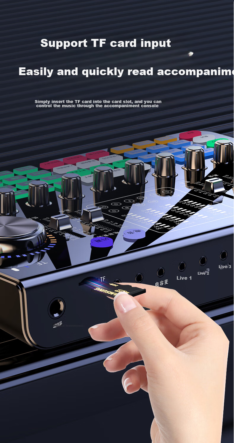 Haomuren Sound Card Live Streaming Equipment Complete Set All-In Machine for TikTok Singers, Recording, Mobile Phone-Specific Computer Professional External Mixer with Wireless Microphone for Karaoke 10