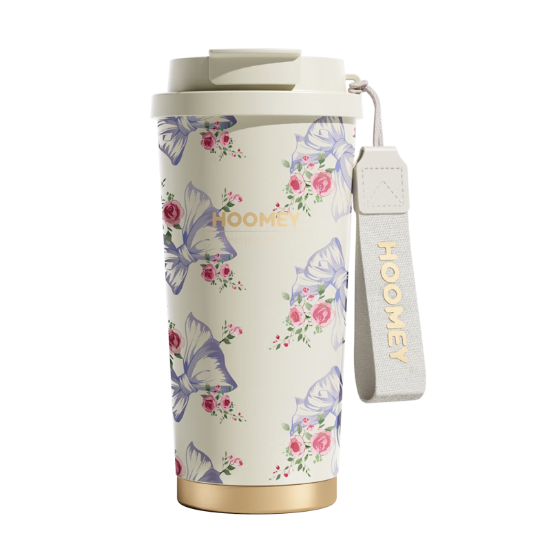 HOOMEY Insulated Ceramic Lined Coffee Mug with Straw High-Value Water Cup Gift Box Birthday Present for Women