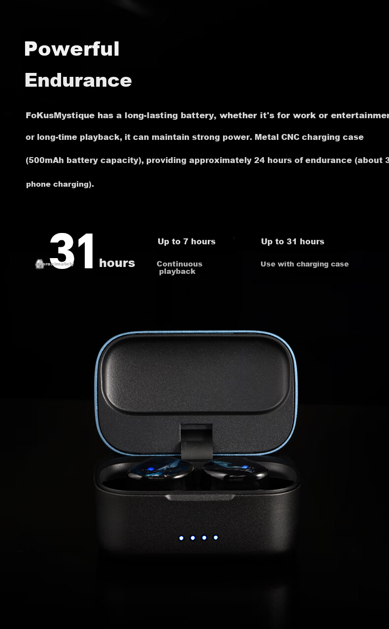 Nuodaiyinxiang /Noble Fokus Prestige True Wireless Bluetooth Earphones, Audiophile-Grade Hybrid Circuitry Unit with Long Battery Life, Bluetooth 5.2, In-Ear Headphones, Black 2