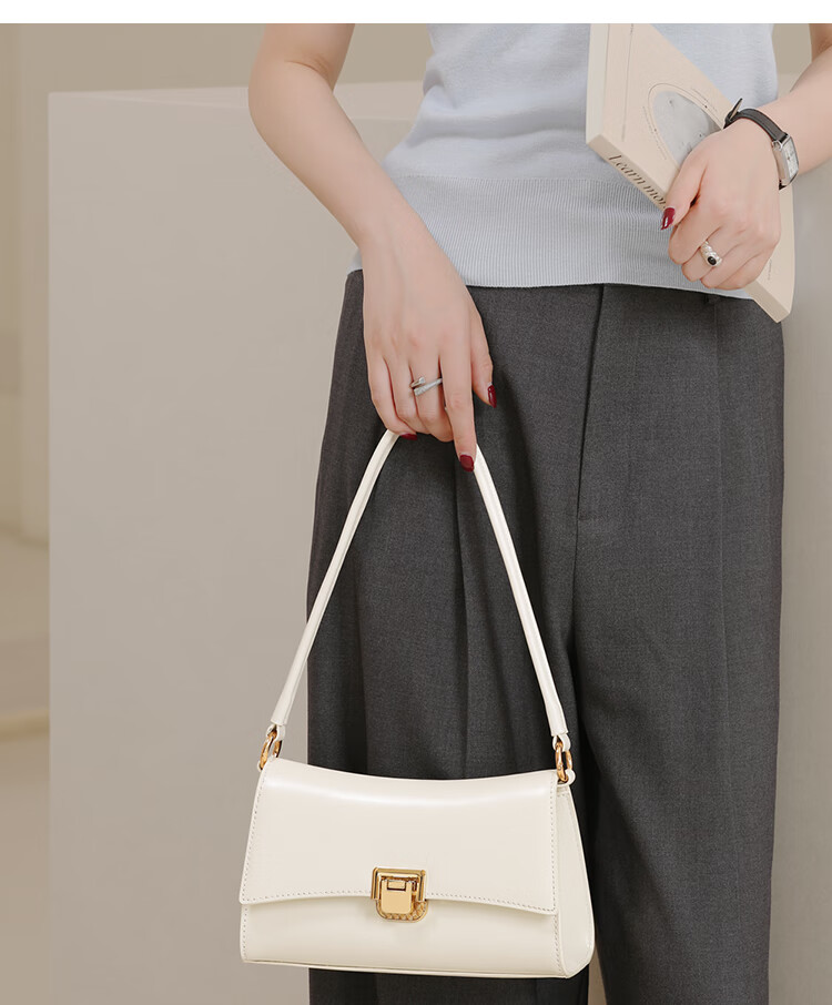 Miaodi 2026 Workplace Underarm Baguette Bag Cowhide Exquisite Niche Light Luxury Shoulder Crossbody Handbag Birthday Gift 27