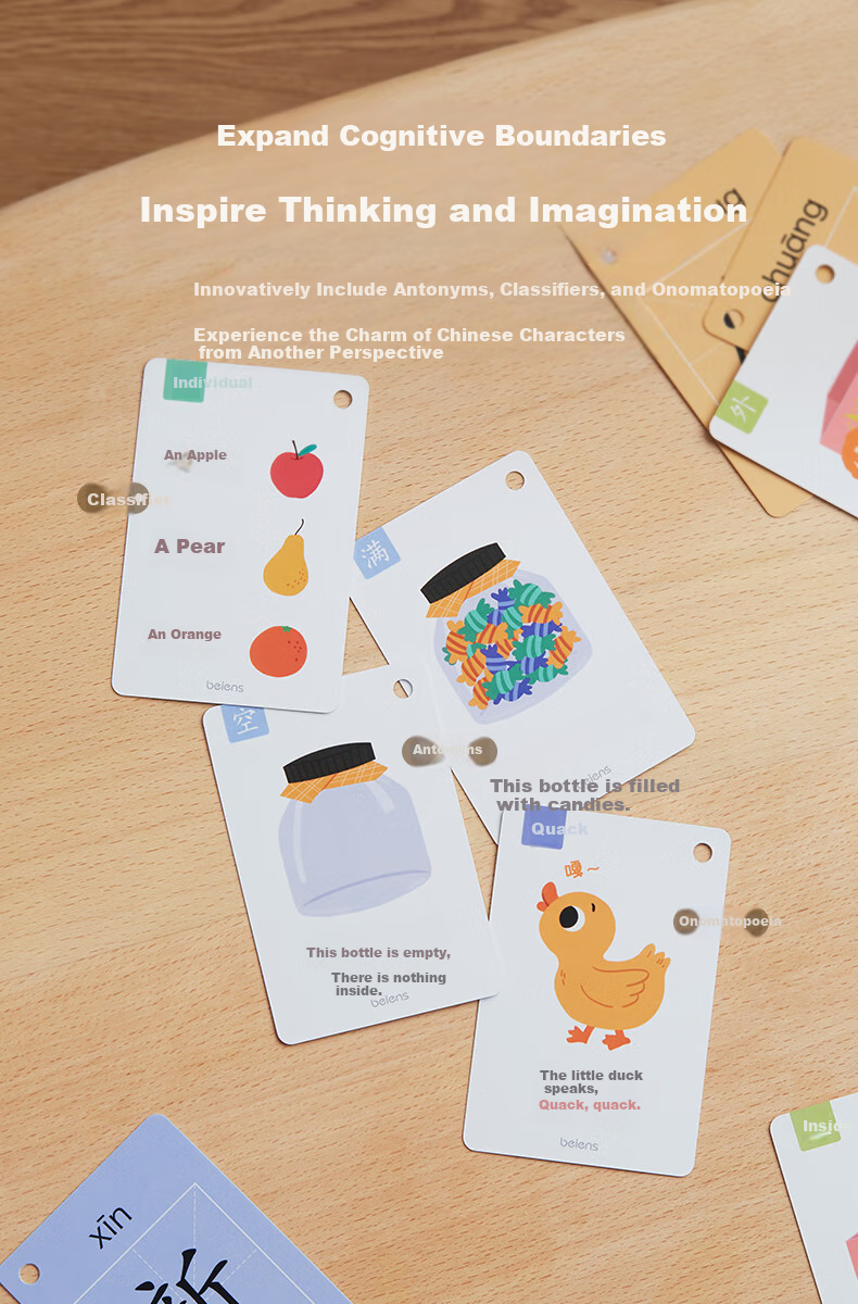 Beienshi Reading Flashcards for Preschool Children, Picture Recognition Cards for Boys And Girls, Early Education Toys, 100 Pieces in Birthday Gift Box 6