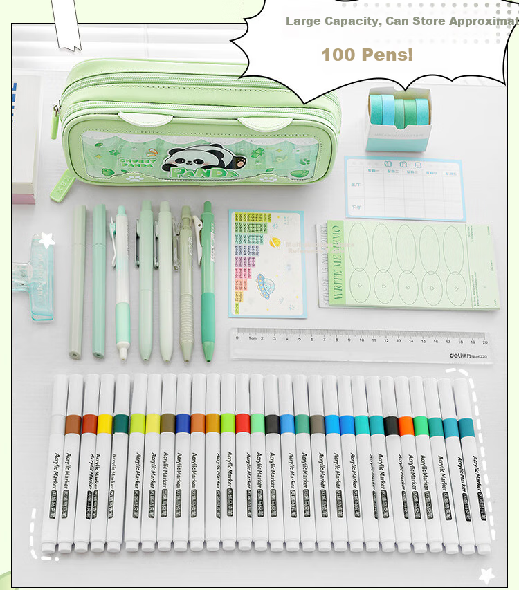 Kabaxiong Cute Bunny Ear Pencil Case with High Aesthetic Value, Large Capacity Stationery Pencil Box for Boys in Elementary, Middle School Students, Space Travel Theme 8