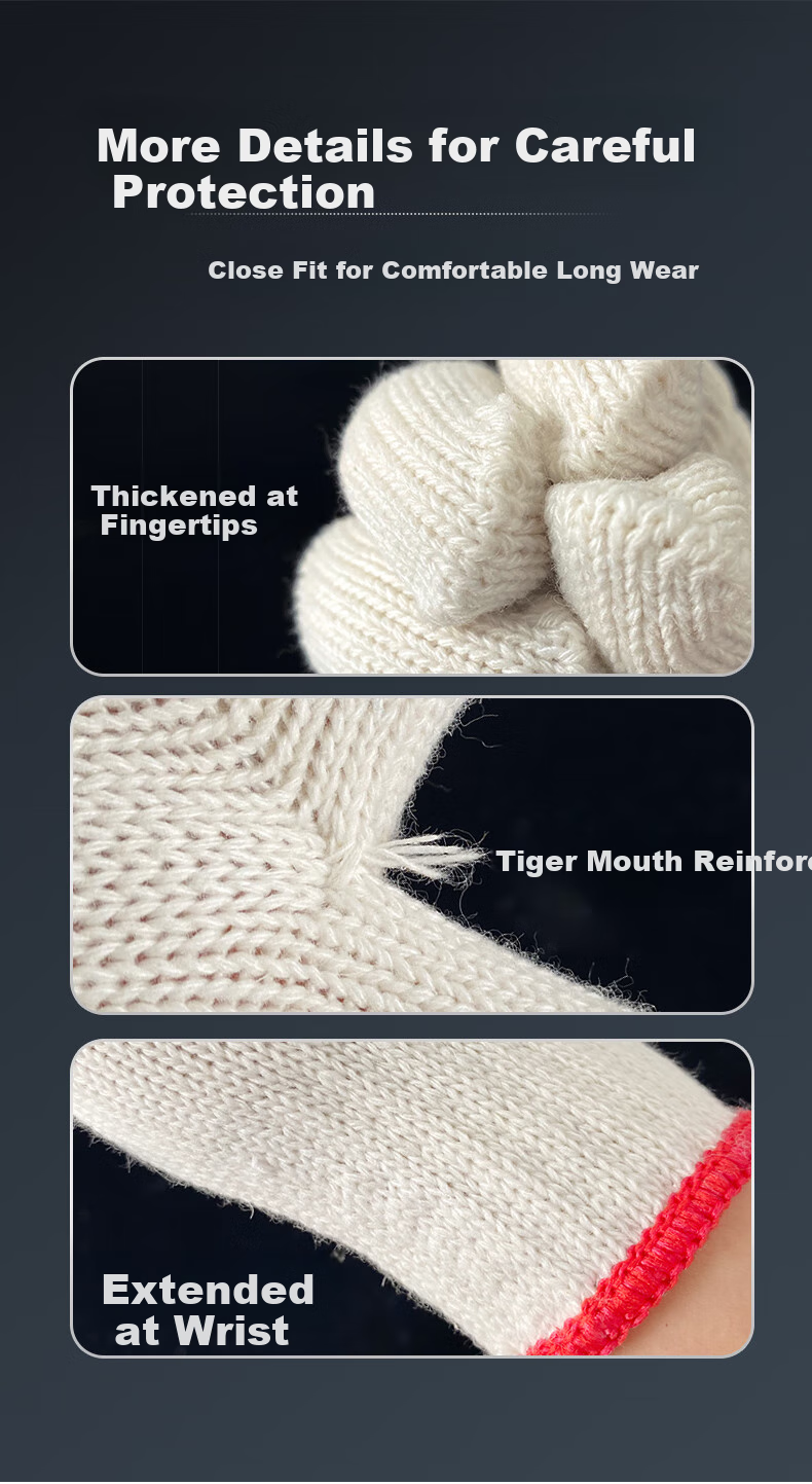 Shengfang Gloves, Labor Protection, Wear-Resistant, Work Anti-Slip, Thickened Cotton, White Cotton Yarn, Construction Site Gloves, 700G Thickened, 24 Pairs 7