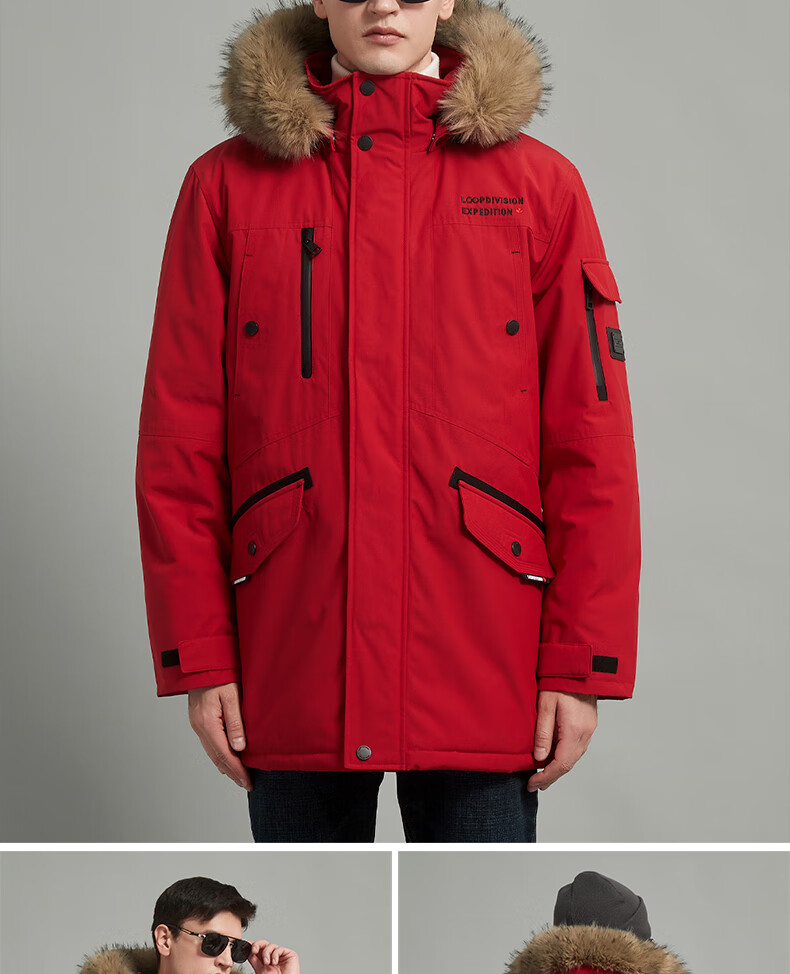 LOOPDIVISION Men's Outdoor Windproof Water-Repellent Extreme Cold Warm Mid-Length Parker Coat ROGER 13