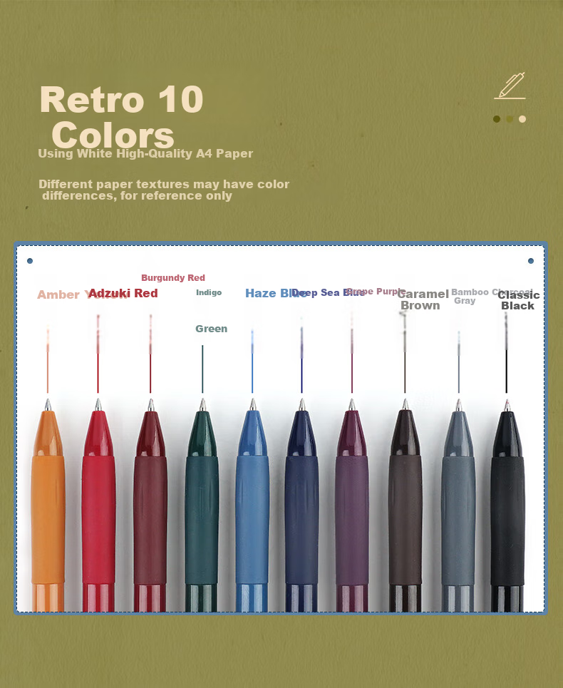 Dianshi Colorful Gel Pen, Vintage Style, 0.5mm Retractable, Bullet Tip, Student Planner Pen, Marker Pen, Handwriting Practice Pen, Black Pen for School Season Essential, 099 Warm Colors, 5 Shades 2