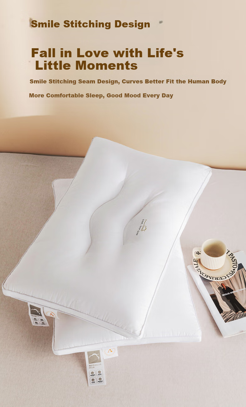 Hengyuanxiang Class A Antibacterial Pure Cotton Pillow, Triple Protection Waterproof Stain-Resistant Hotel Pillow, Dormitory Neck Support Pillow, Single Piece 10cm 11