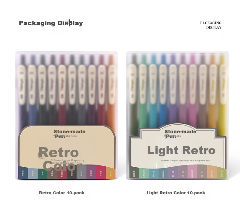 Dianshi Colorful Gel Pen, Vintage Style, 0.5mm Retractable, Bullet Tip, Student Planner Pen, Marker Pen, Handwriting Practice Pen, Black Pen for School Season Essential, 099 Warm Colors, 5 Shades 7