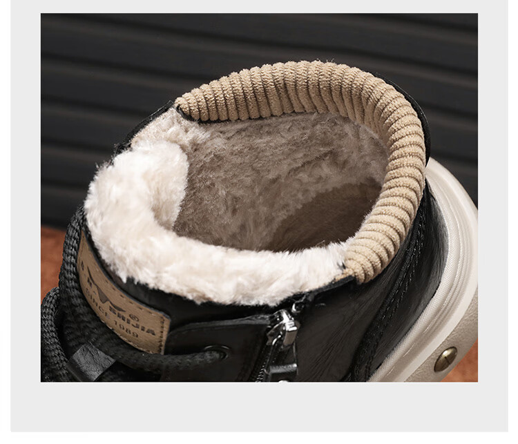 G.N.Shi Jia Men's Martin Boots 2025 Winter New Plush High-Top Shoes Thick Sole Height Increasing Warm Cotton Casual Shoes for Men 9