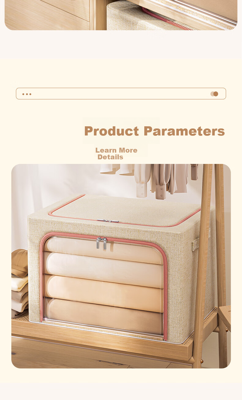 Bangnimeijia Foldable Large Fabric Storage Box for Clothes, Home Use, 66 Liters, 1 Piece 8