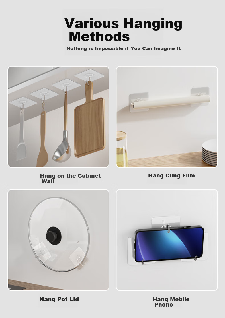 Mileqi Door Wall Hooks, No Drilling Required, Strong Adhesive, Wall-Friendly, No Damage to Wallpaper, Invisible Adhesive Hooks for Picture Frames, Transparent Style [60 Pieces] 7